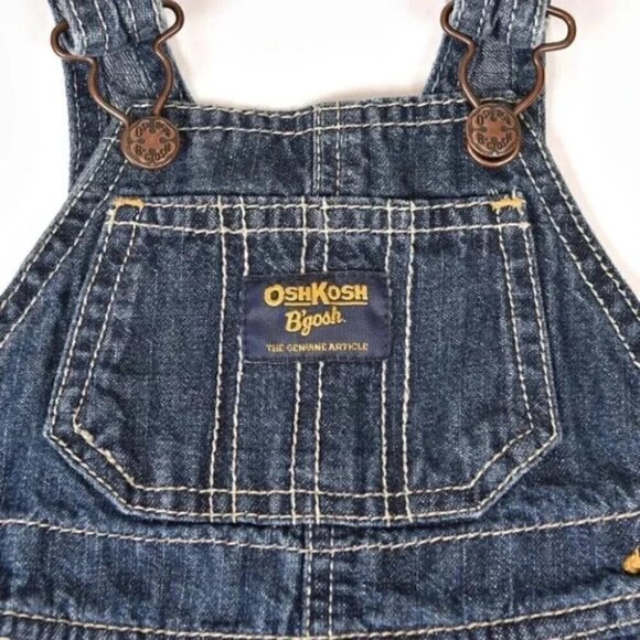 OSHKOSH B'GOSH Denim Jean Shortalls Overall Shorts Size 3 Months - Picture 2 of 5
